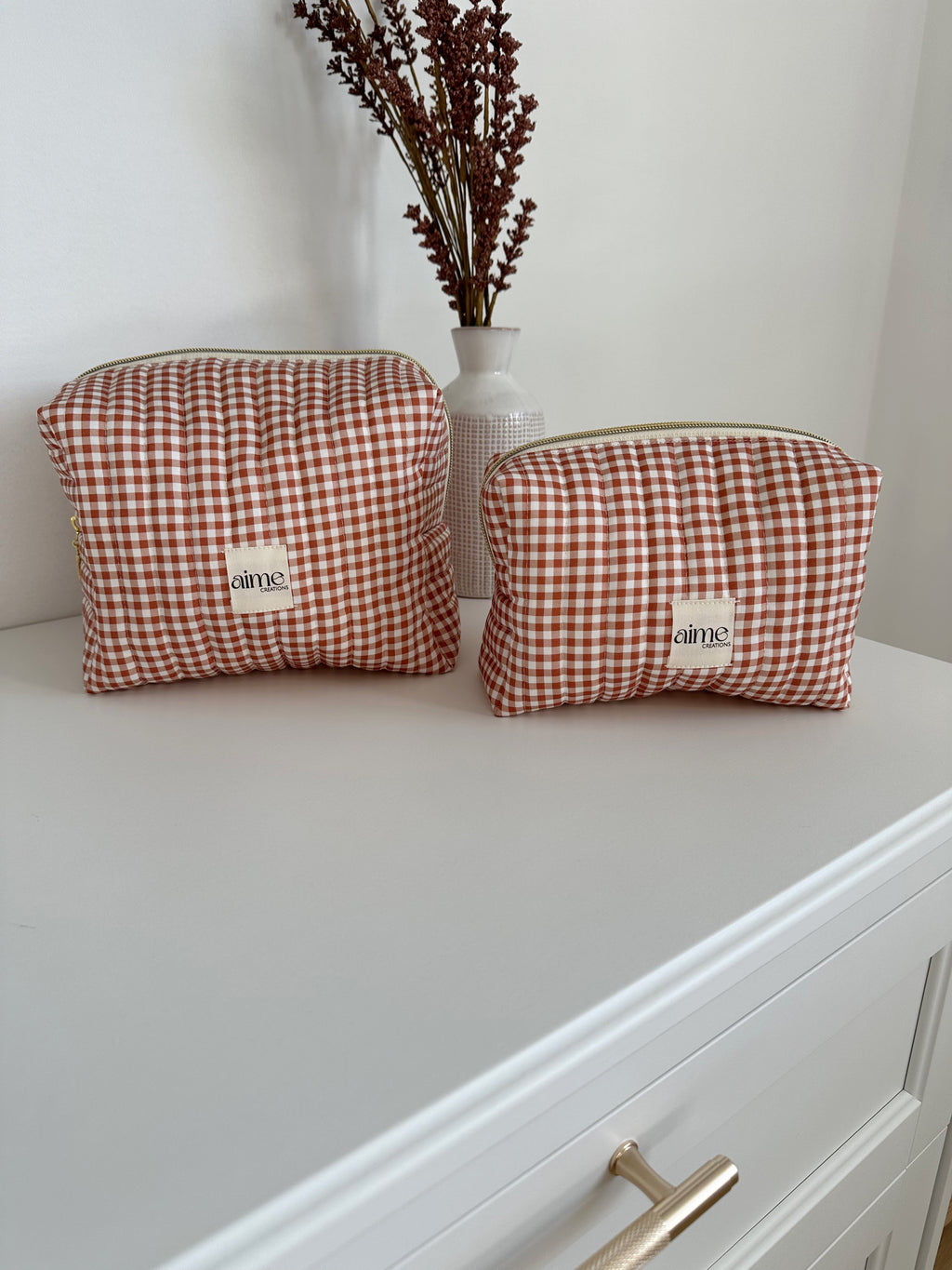 beauty case Vichy quadretti color terracotta