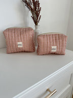 beauty case Vichy quadretti color terracotta