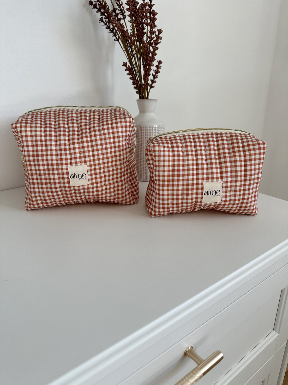 beauty case Vichy quadretti color terracotta
