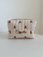 Beauty case con orsetti e pois e ricamo del nome
