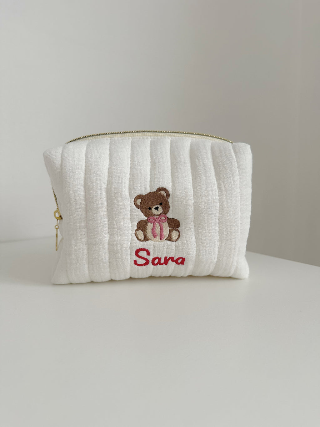 beauty con orsetto ricamato e personalizzabile con il nome