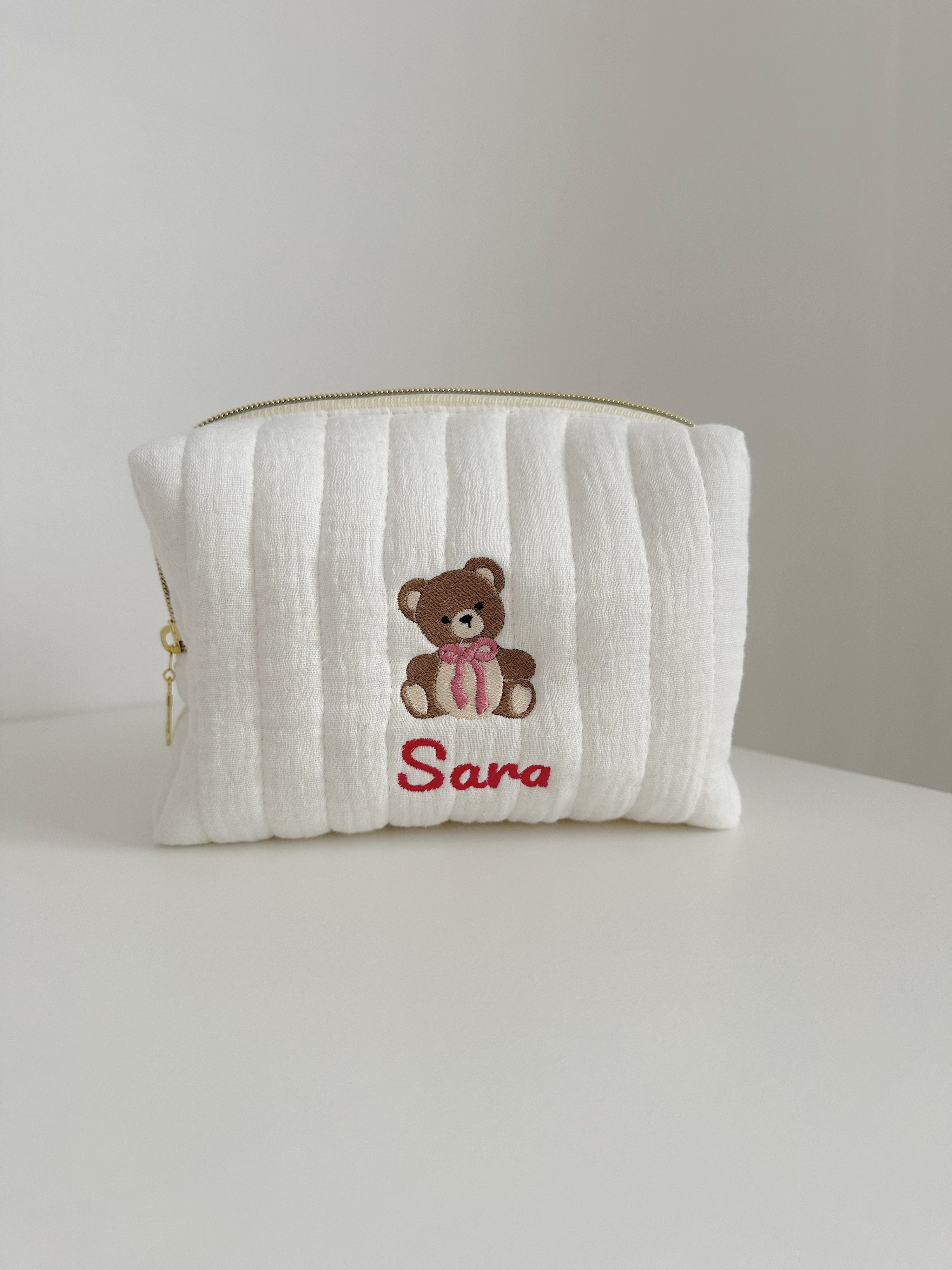 beauty con orsetto ricamato e personalizzabile con il nome