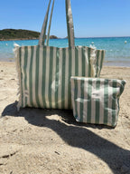 borsa mare a righe verdi personalizzabile