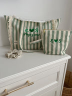 borsa mare riga verde con ricamo