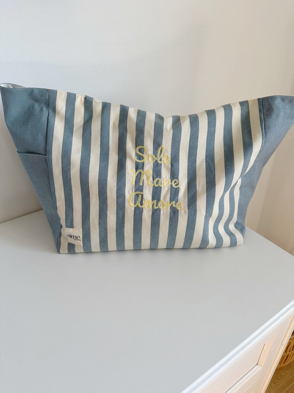 Borsa mare Riviera righe denim