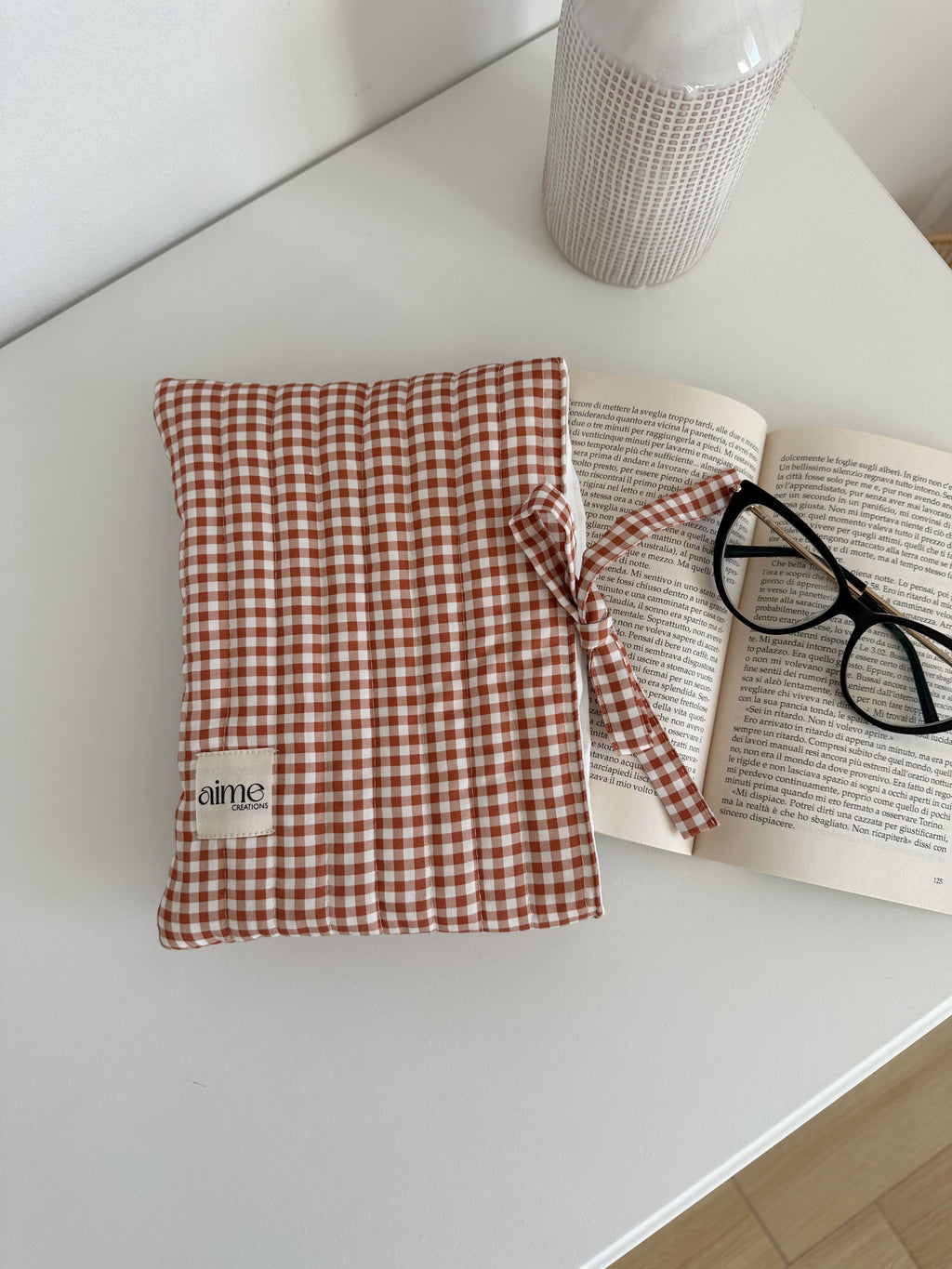 custodia libro artigianale a quadretti vichy