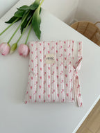 custodia libro artigianale e personalizzabile rosa con cuori