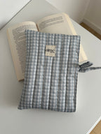custodia libro artigianale con quadretti celeste