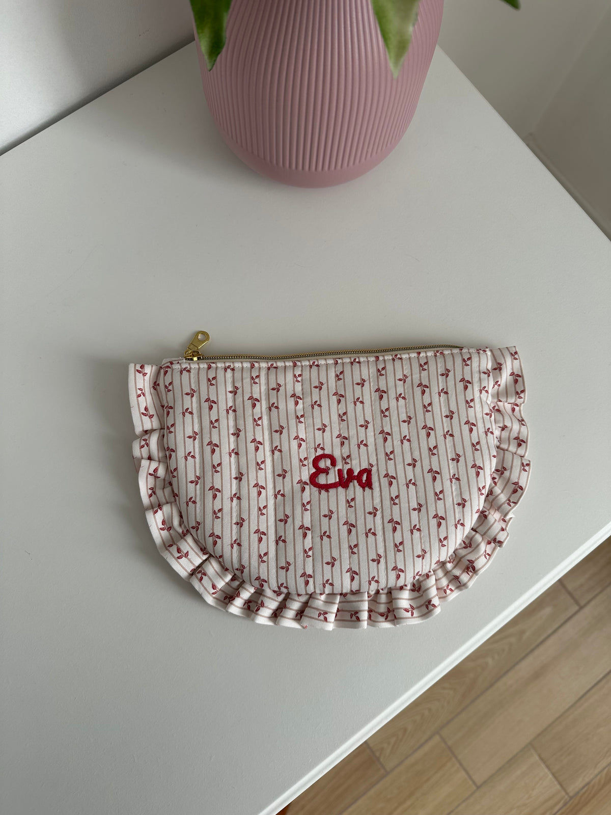 pochette con volant foglie autunnali con ricamo nome