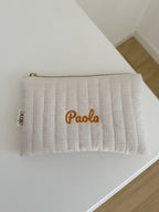 pochette artigianale a quadretti con ricamo