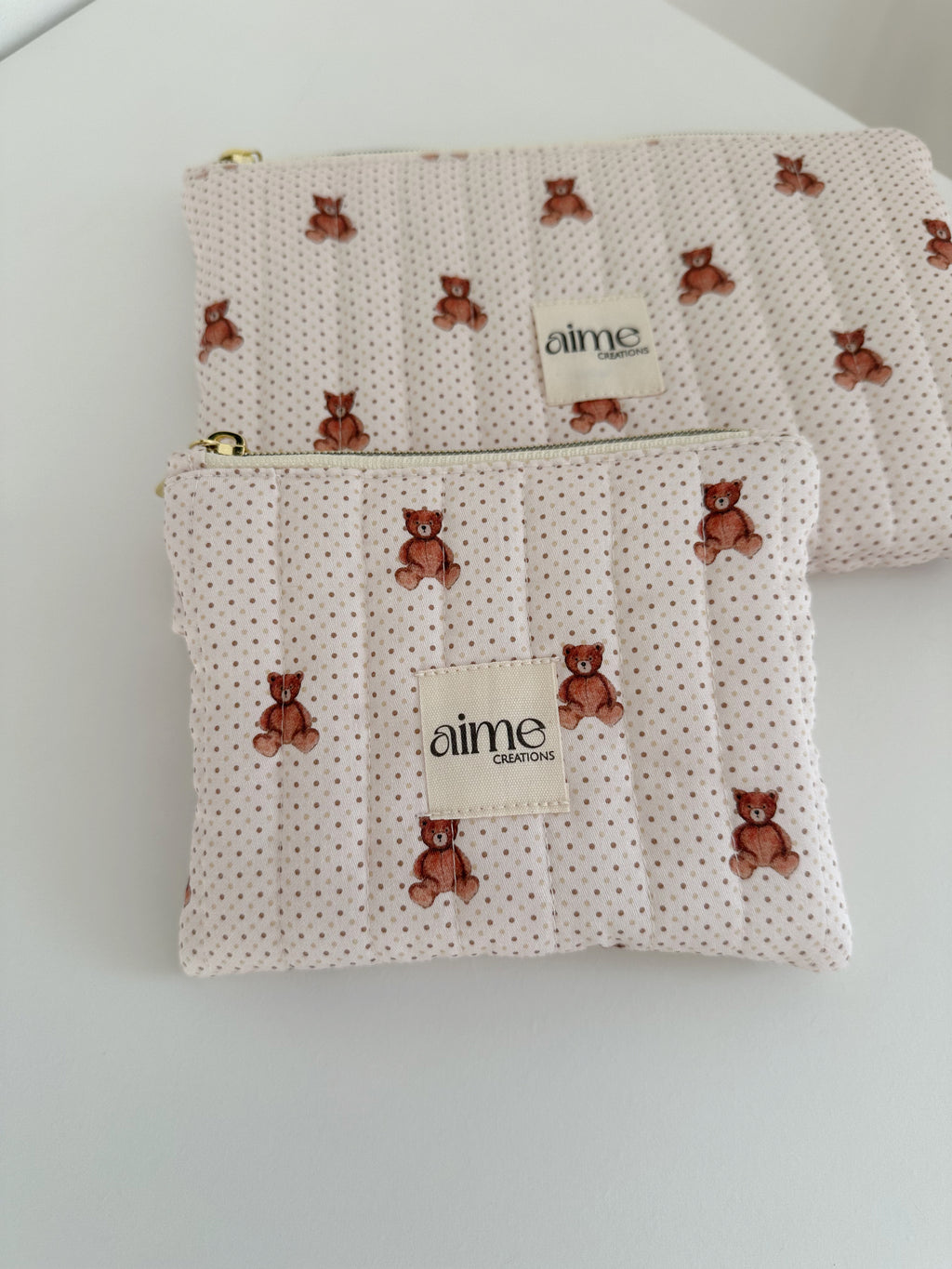 pochette artigianale mini con pois e orsetti